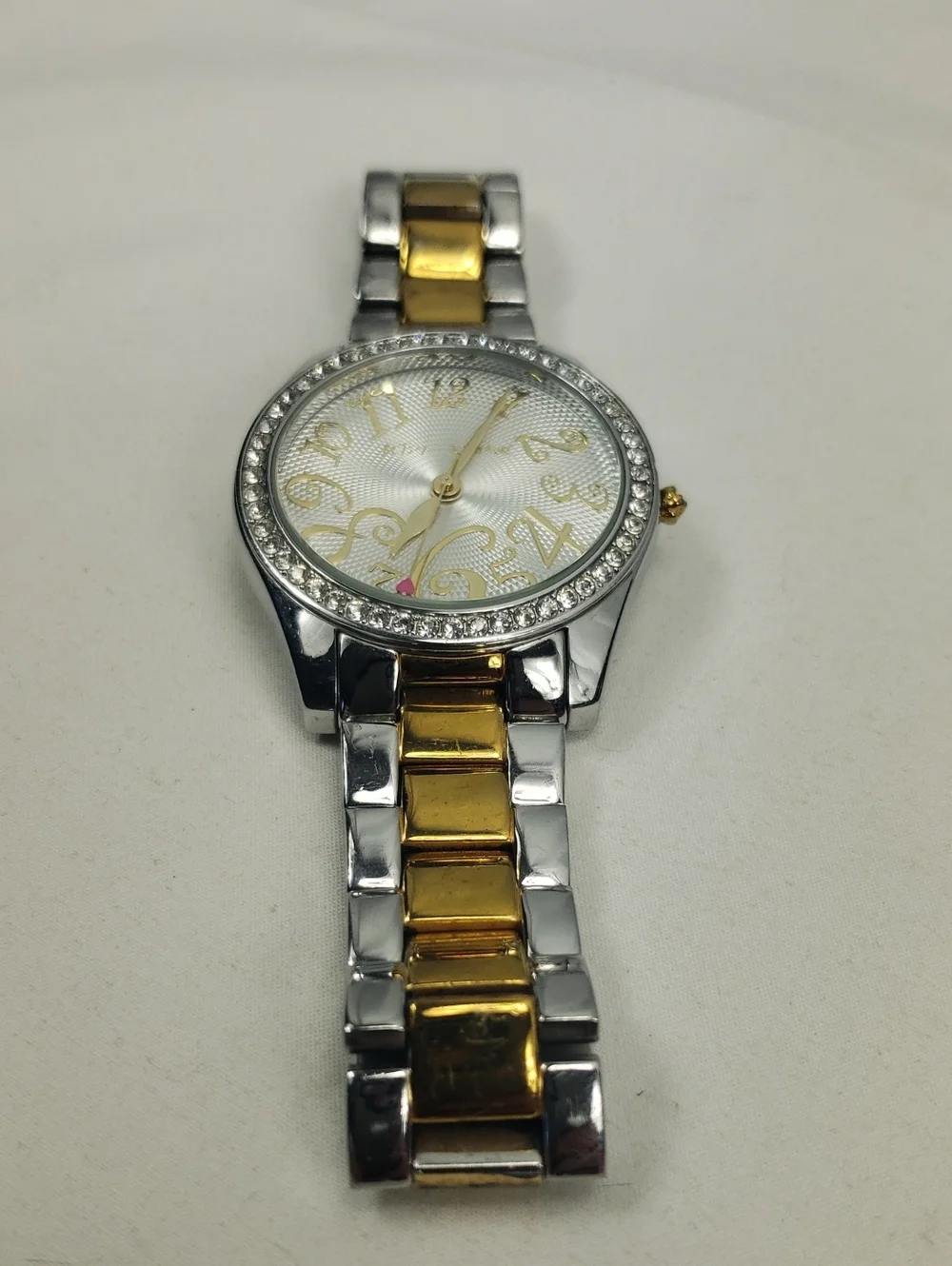 Betsey Johnson Gold & Silver Rhinestone Working Watch